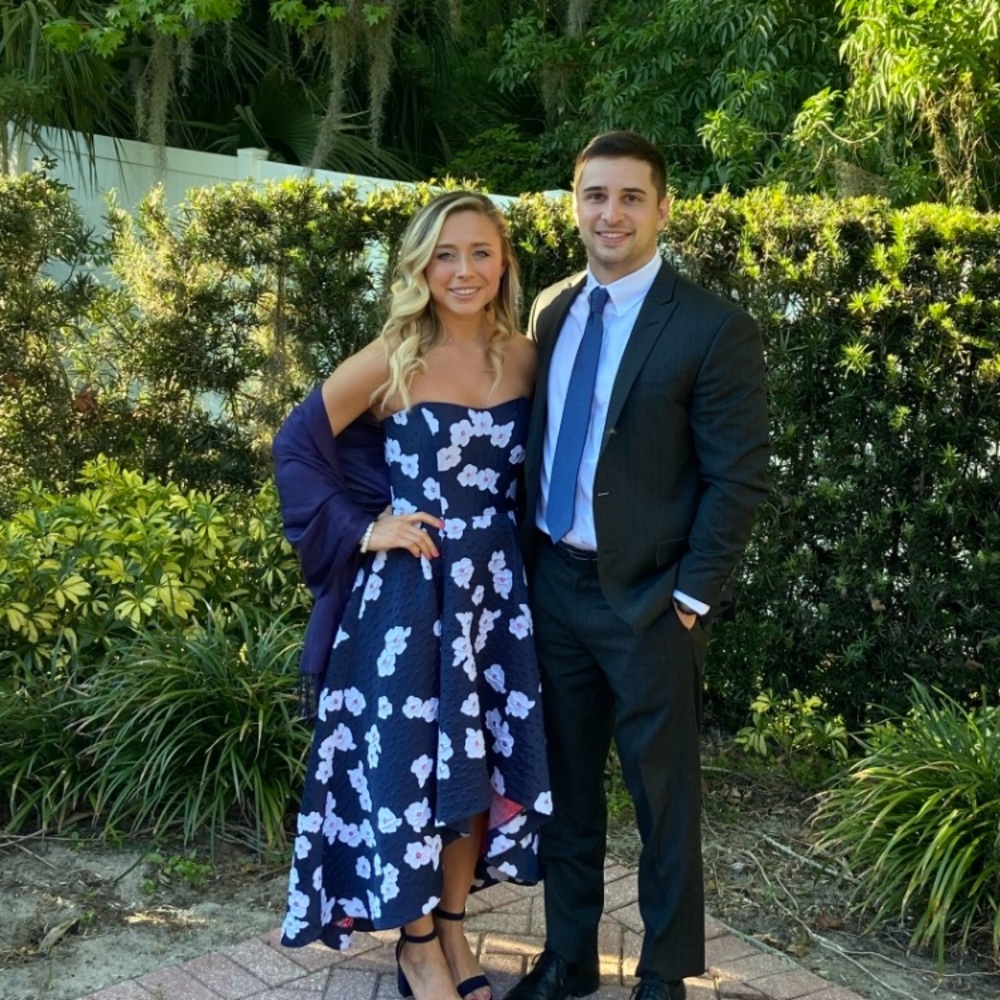 Floral and Navy Formal Dress